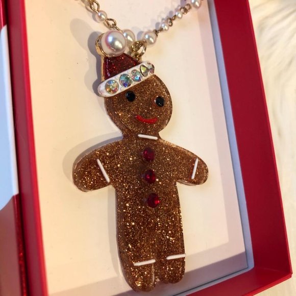 Betsey Johnson Gingerbread Man Pendant Long Necklace - Picture 3 of 5